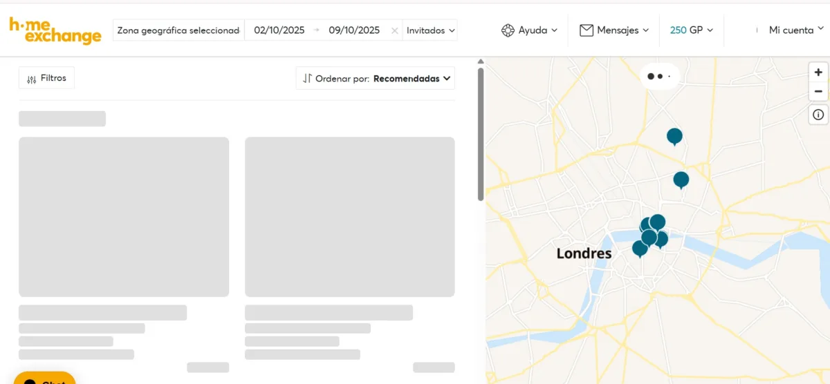 Buscador de intercambio de casas de la plataforma Home Exchange