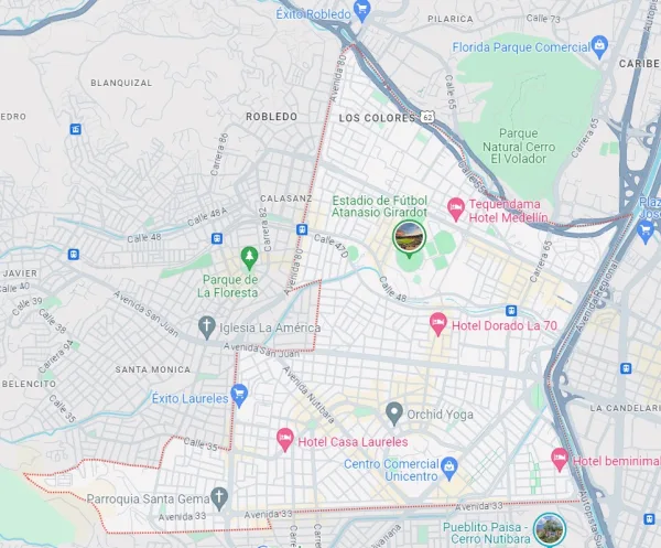 Mapa del barrio de Laureles en Medellín