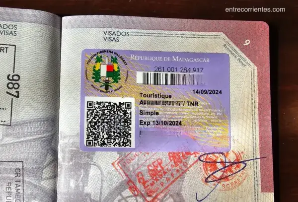 Pegatina de visado para Madagascar