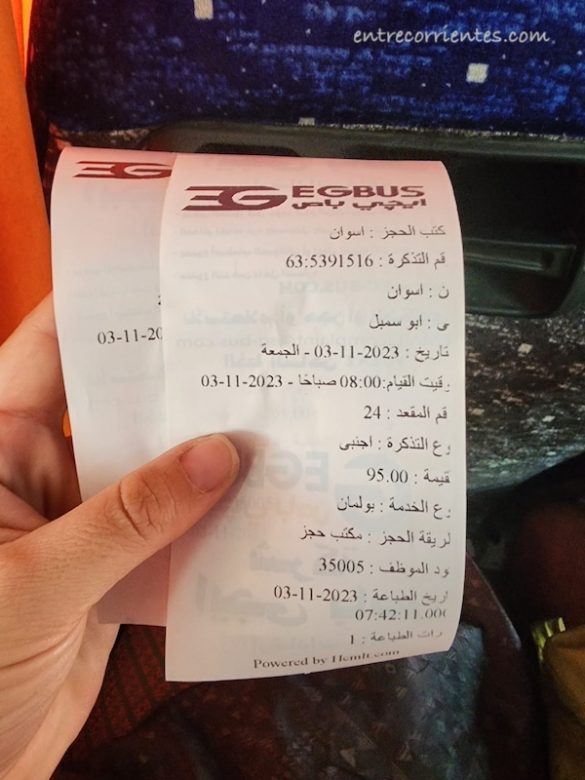 billete de autobús a Abu simbel desde Asuán